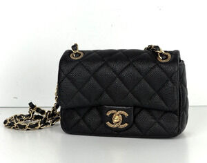 Chanel Quilted Mini Flap Bag in Black Grained Lambskin with Gold HW 2022 E8